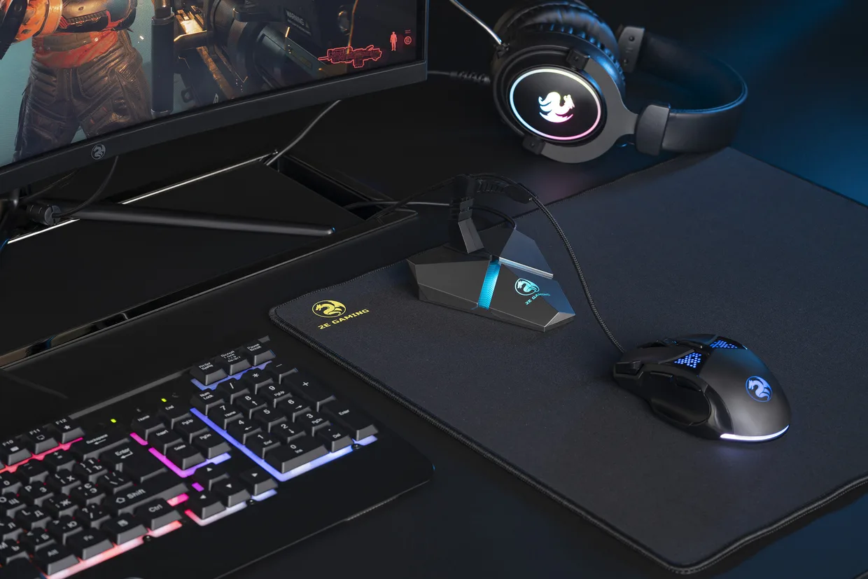 Держатель кабеля мыши 2E Gaming Scorpio 4-в-1 с USB-хабом и LED серый (2E-MB001U) — фото 5