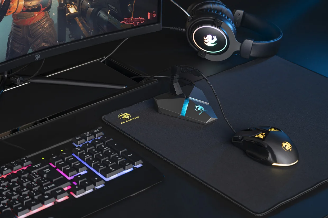 Держатель кабеля мыши 2E Gaming Scorpio 4-в-1 с USB-хабом и LED серый (2E-MB001U) — фото 6