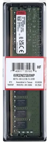 Память DDR4 8 ГБ 3200 МГц Kingston ValueRAM (KVR32N22S8/8WP) — фото 2