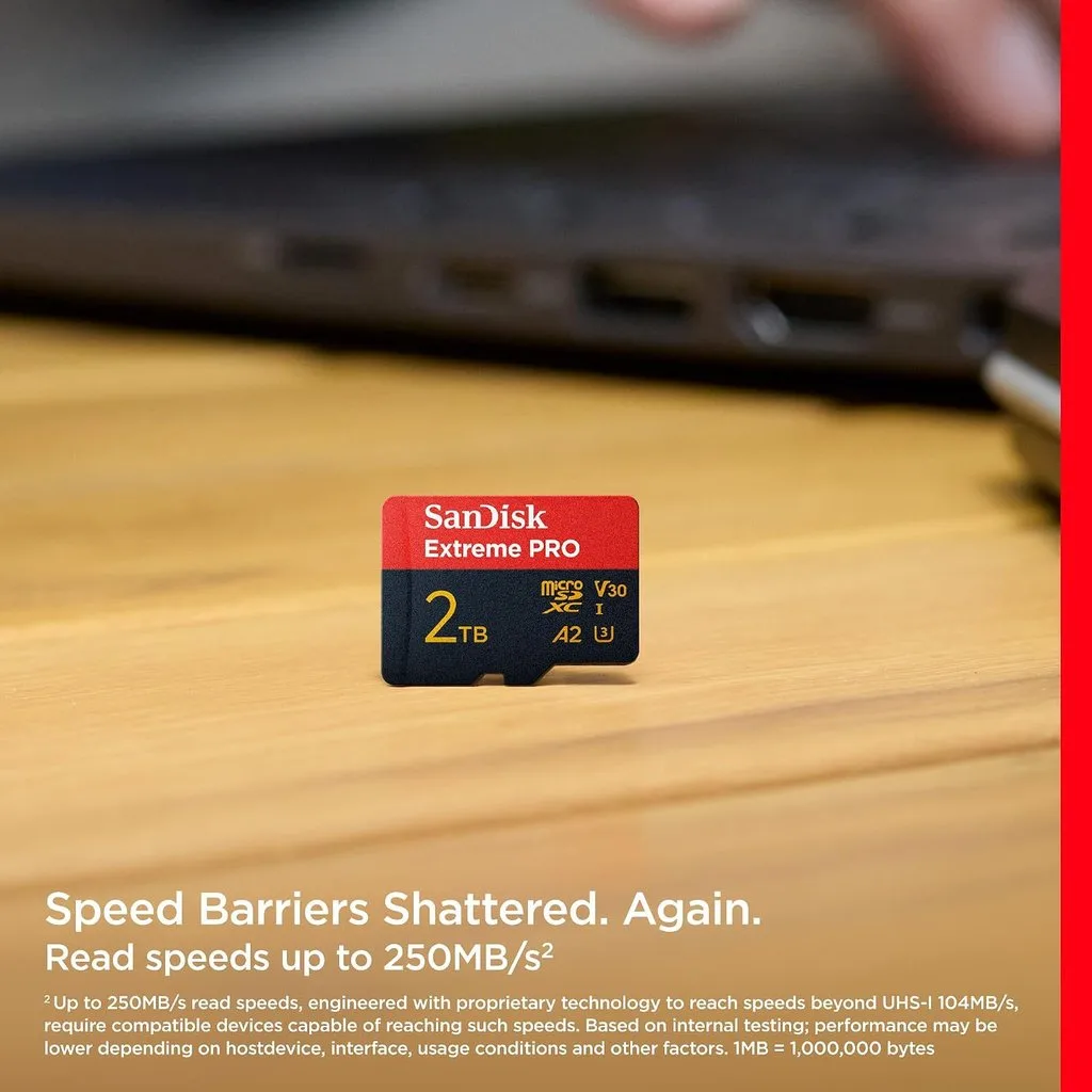 Карта памяти SanDisk Extreme PRO microSDXC 2TB (UHS-I U3) W-150 MB/s, R-250 MB/s Class 10 A2 V30 (SDSQXCD-2T00-GN6MA) — фото 4