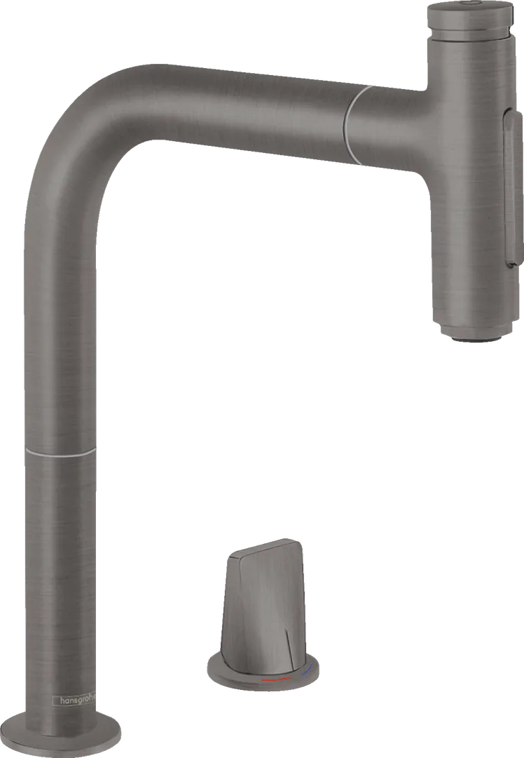 Змішувач для кухні hansgrohe Metris Select M71 200 з висувною лійкою, Brushed Black Chrome (73818340)