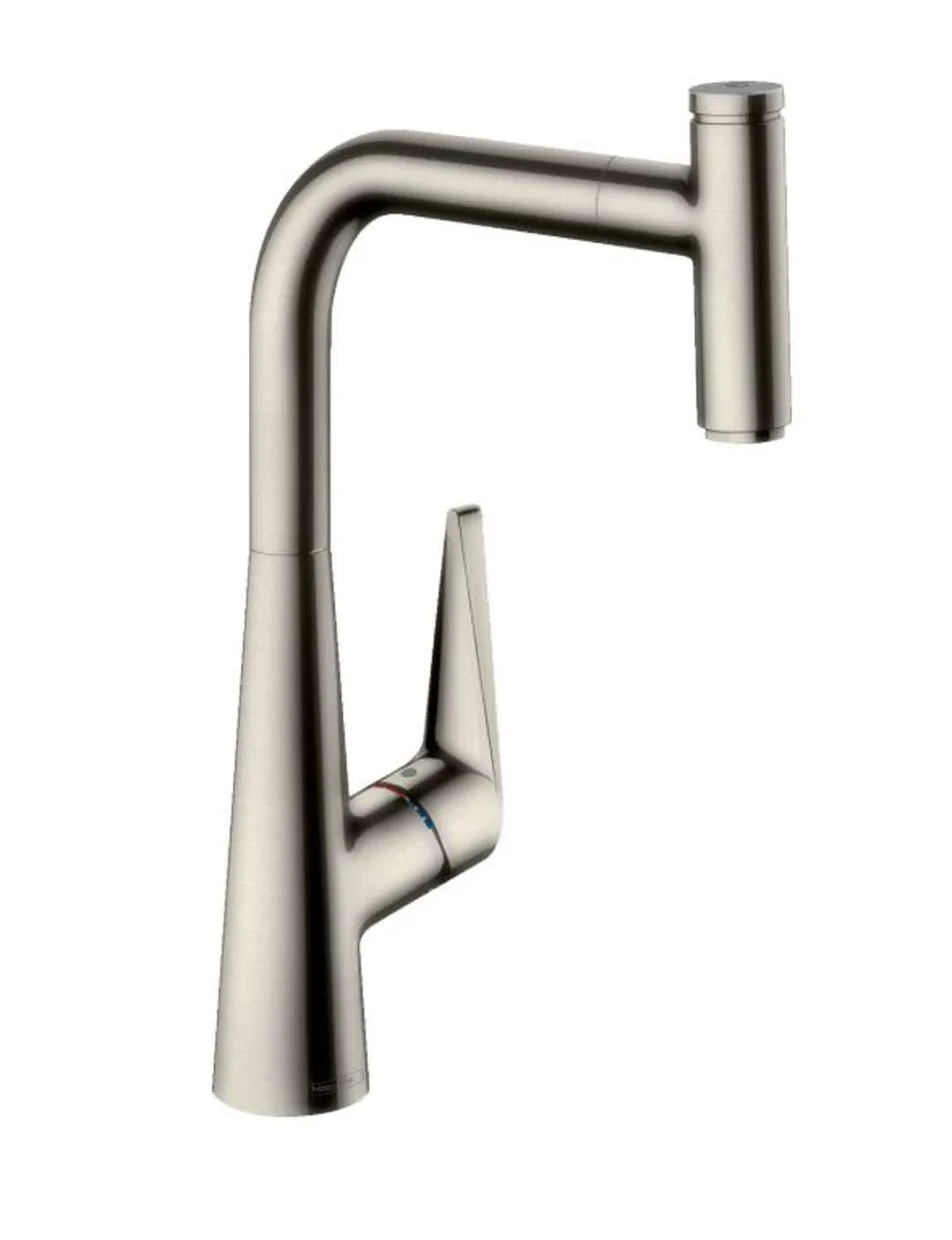 Змішувач для кухні hansgrohe Talis Select M51 300 з висувним виливом і кнопкою Select, Stainless Steel Finish (72821800)