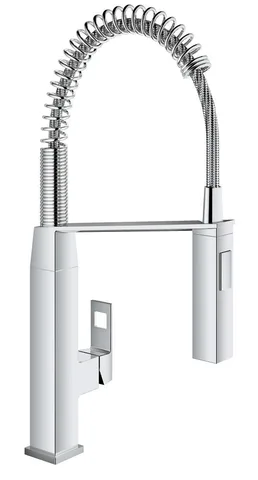 Смеситель для кухни GROHE Eurocube с пружинным изливом и душем SpeedClean, хром (31395000)
