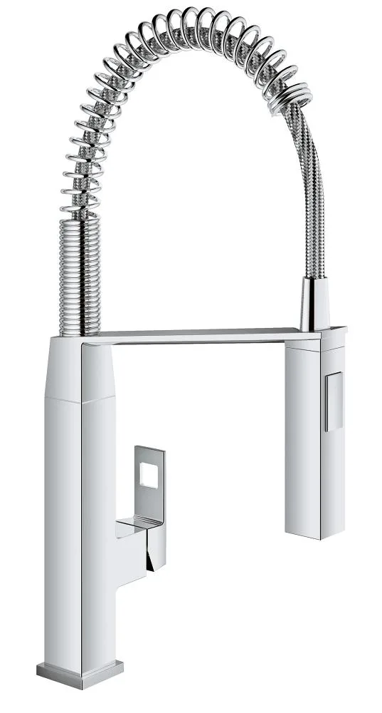 Смеситель для кухни GROHE Eurocube с пружинным изливом и душем SpeedClean, хром (31395000)