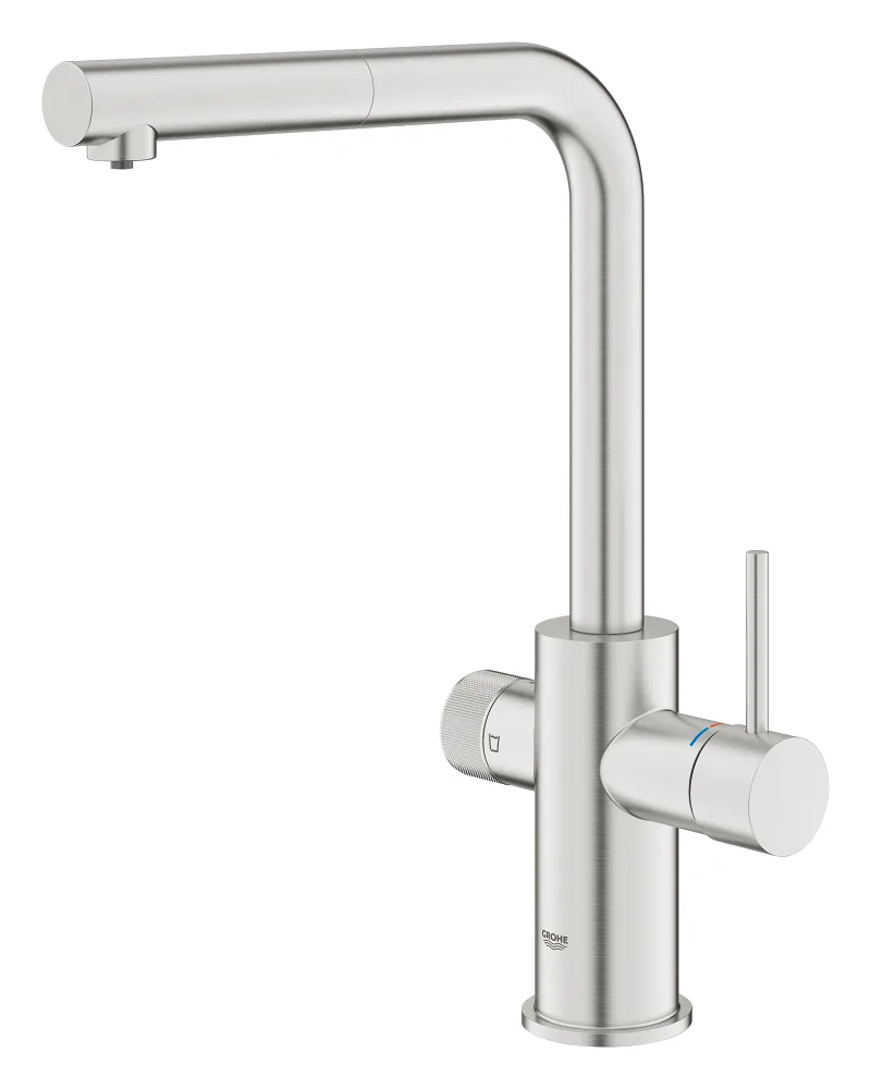 Смеситель для кухни GROHE Blue Pure Minta с каналом для фильтрованной воды и выдвижным изливом, Supersteel (30590DC0) — фото 2