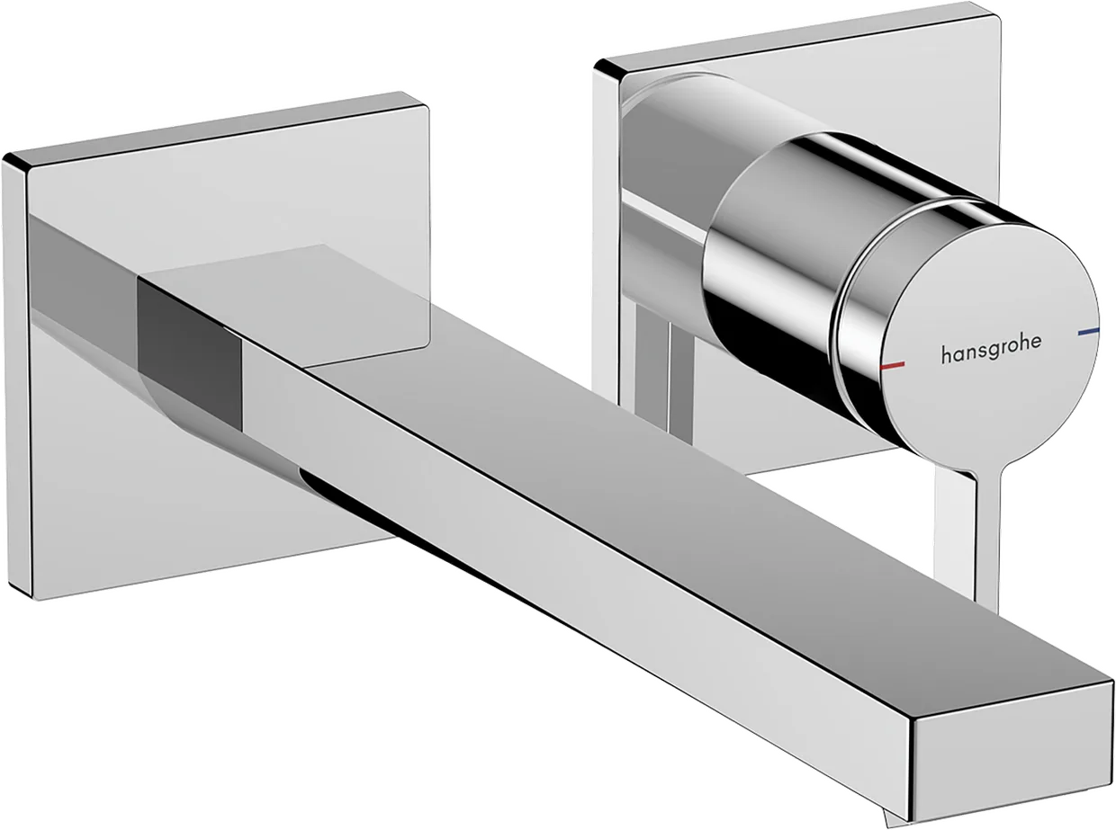 Змішувач для раковини настінний прихованого монтажу hansgrohe Tecturis E EcoSmart+, вилив 225 мм, зовнішня частина, хром (73051000)