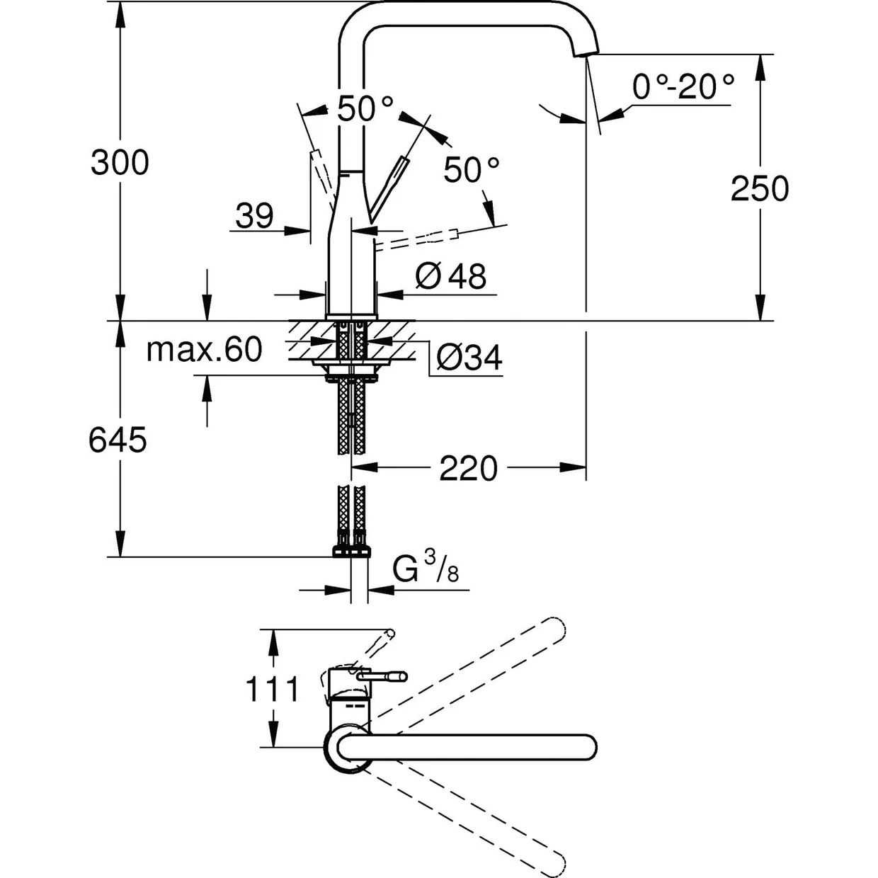 Смеситель для кухни GROHE Accent с поворотным изливом, хром (30423000) — фото 4