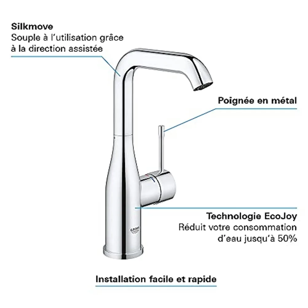 Змішувач для раковини GROHE Essence L з донним клапаном Push-Open, хром (23799001) — фото 3