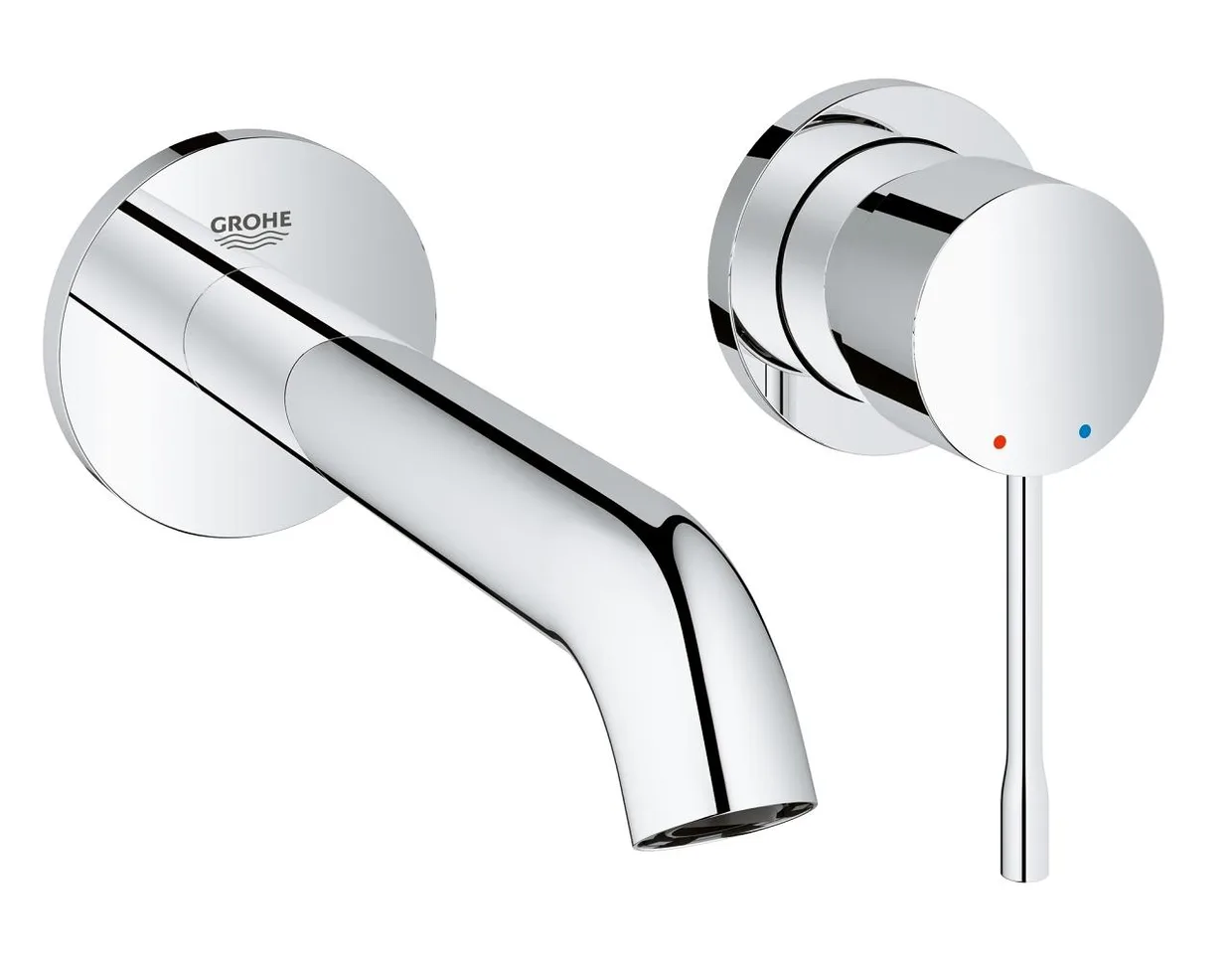 Смеситель для раковины настенный скрытого монтажа GROHE Essence на 2 отверстия, излив 183 мм, внешняя часть, хром (19408001)