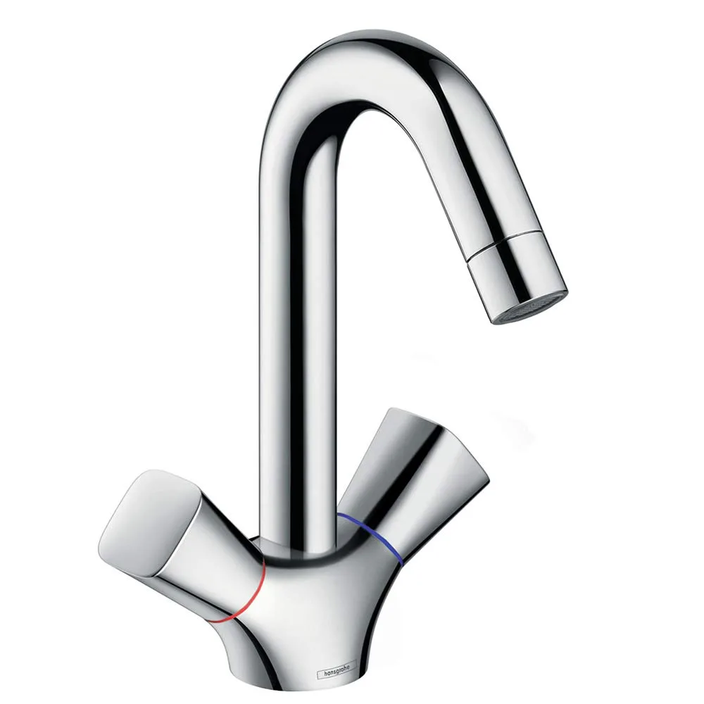 Смеситель для раковины двухвентильный hansgrohe Logis 150 без донного клапана, хром (71221000)