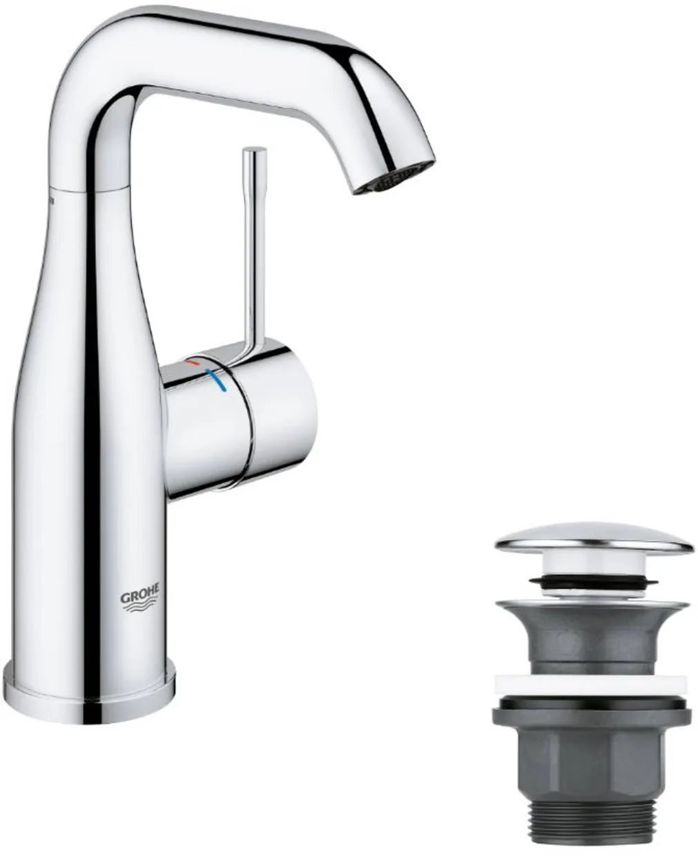 Змішувач для раковини GROHE Essence M з донним клапаном Push-Open, хром (23798001) — фото 2