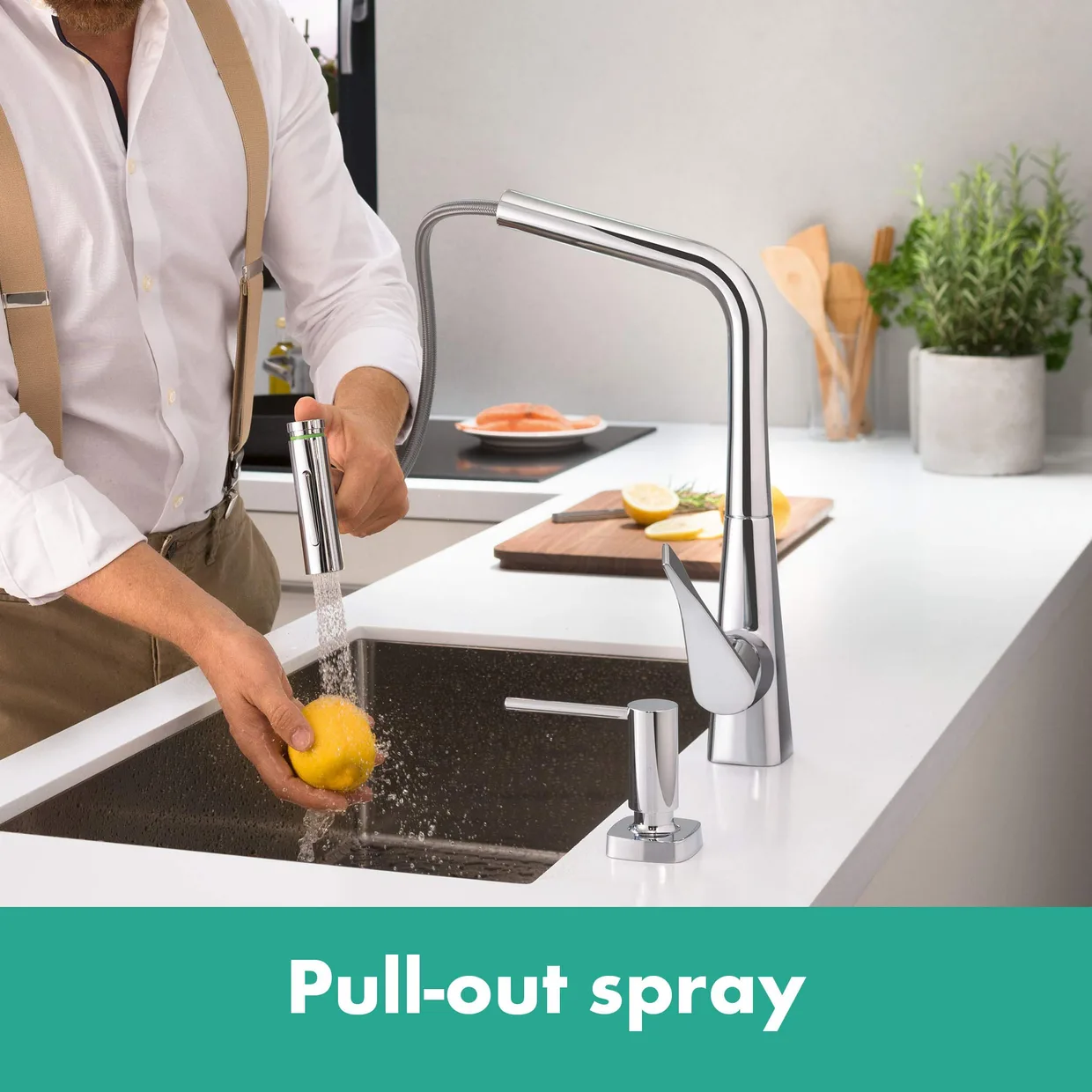 Смеситель для кухни hansgrohe Metris Select M71 320 с выдвижной лейкой, Stainless Steel Finish (73816800) — фото 5
