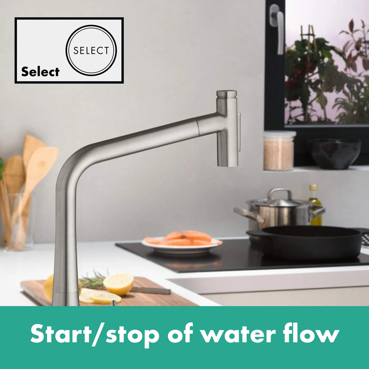 Смеситель для кухни hansgrohe Metris Select M71 320 с выдвижной лейкой, Stainless Steel Finish (73816800) — фото 7