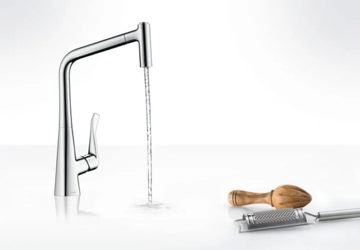 Змішувач для кухні hansgrohe Metris M71 320 з висувною лійкою, Stainless Steel Finish (14820800) — фото 2