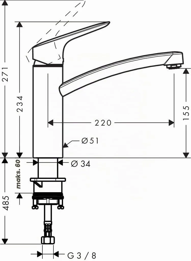 Змішувач для кухні hansgrohe Logis M31 160, хром (71832000) — фото 2