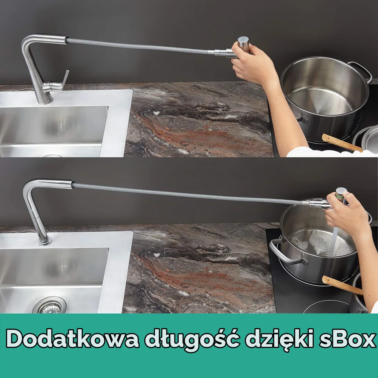 Змішувач для кухні hansgrohe Metris Select M71 200 з висувною лійкою, хром (73818000) — фото 4