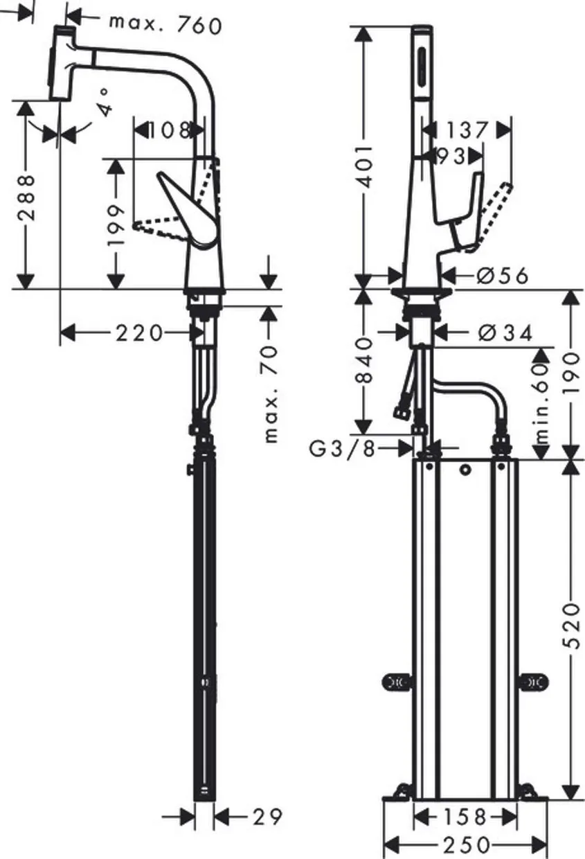 Смеситель для кухни hansgrohe Talis Select M51 300 с выдвижной лейкой, Stainless Steel Finish (73867800) — фото 2
