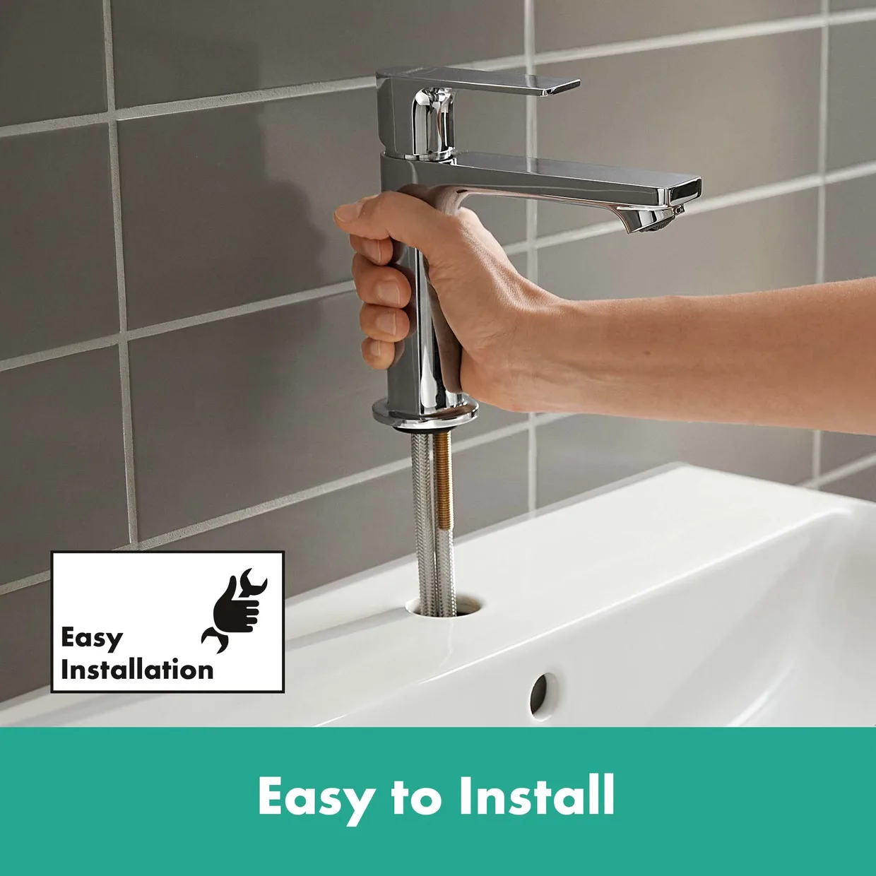 Смеситель для раковины hansgrohe Rebris E 110 CoolStart без донного клапана, хром (72560000) — фото 5