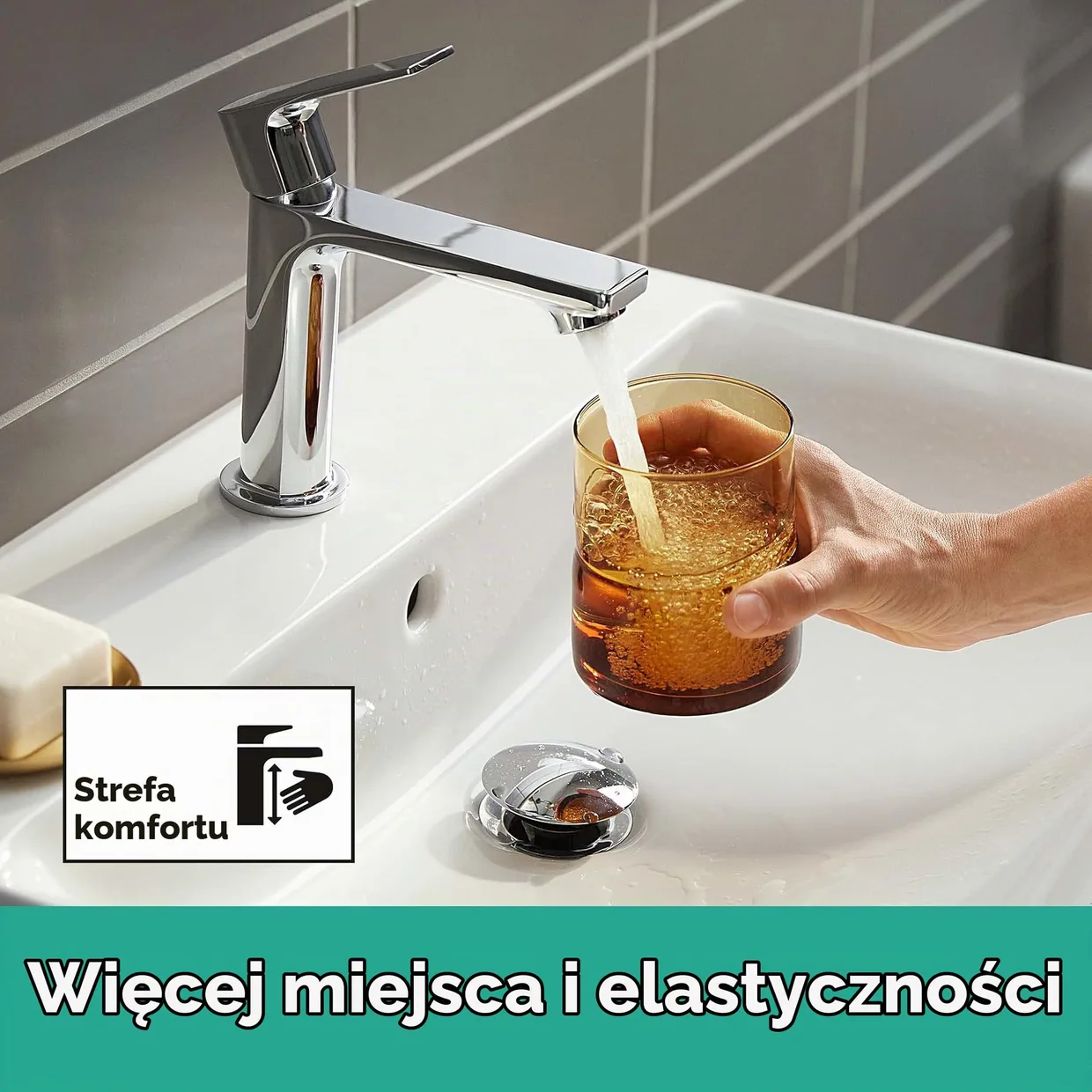 Смеситель для раковины hansgrohe Rebris E 110 CoolStart без донного клапана, хром (72560000) — фото 6