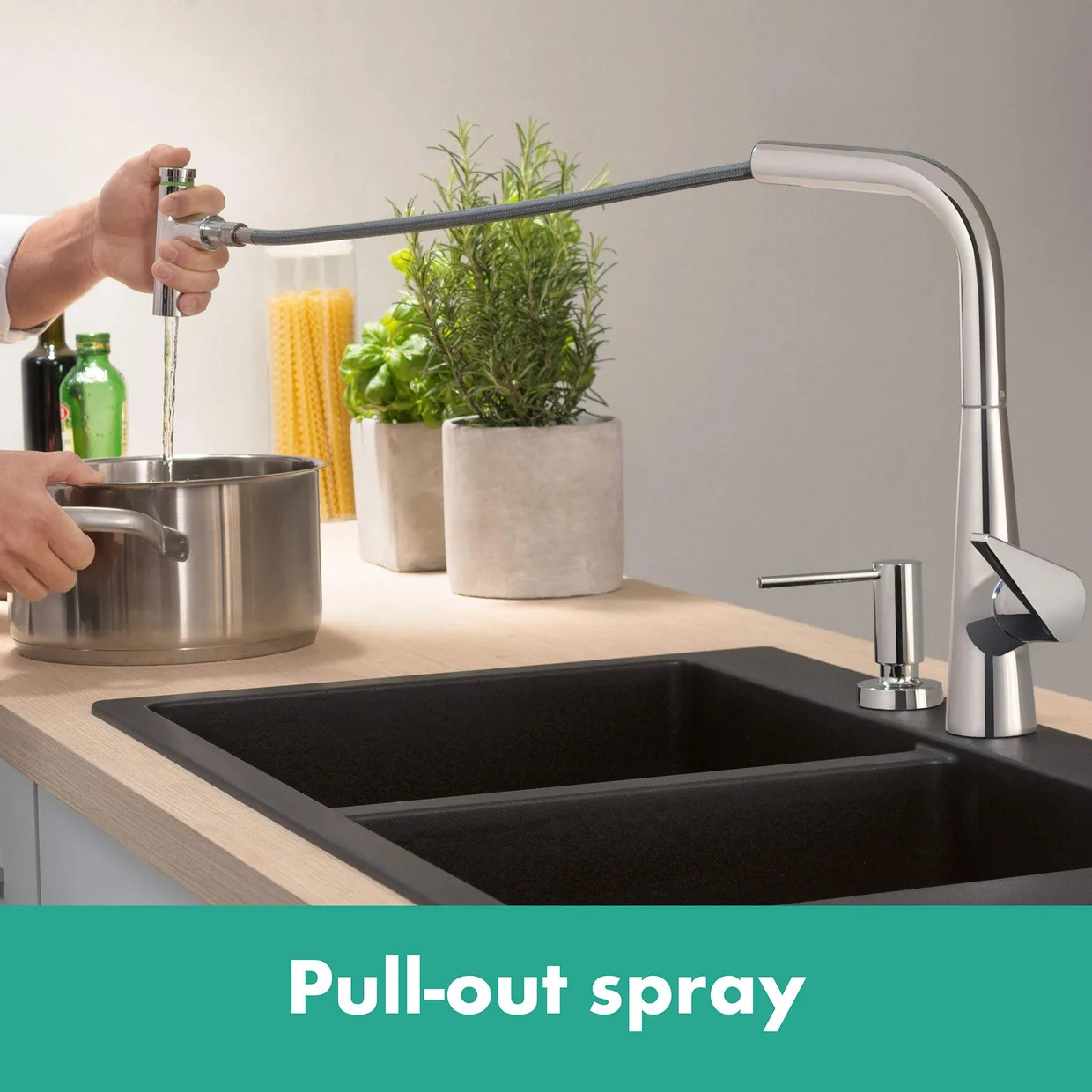 Смеситель для кухни hansgrohe Talis Select M51 300 с выдвижной лейкой, хром (73867000) — фото 3