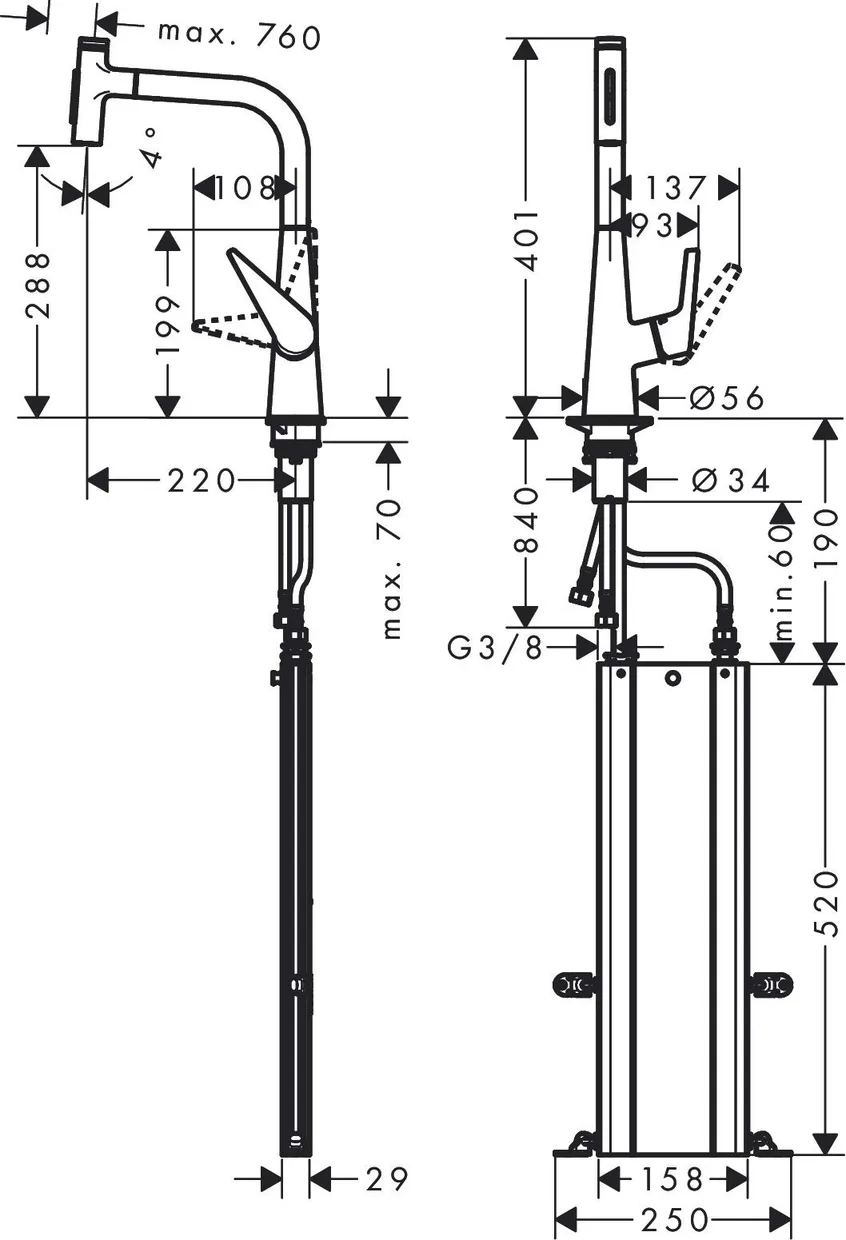Смеситель для кухни hansgrohe Talis Select M51 300 с выдвижной лейкой, хром (73867000) — фото 6
