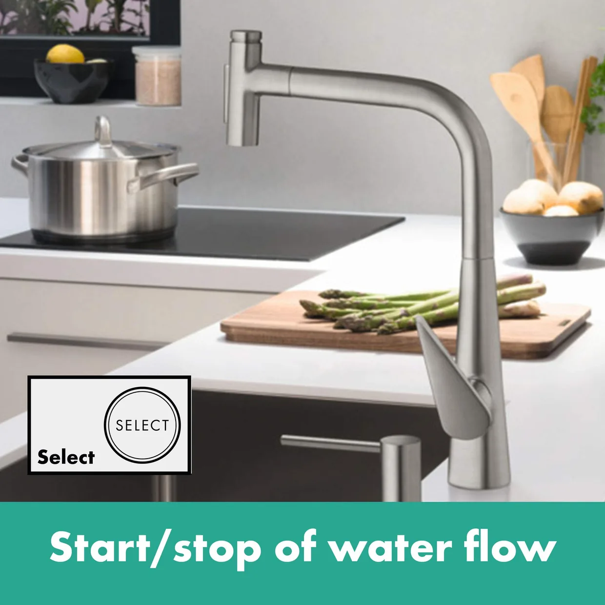 Смеситель для кухни hansgrohe Talis Select M51 300 с выдвижной лейкой, хром (73867000) — фото 8
