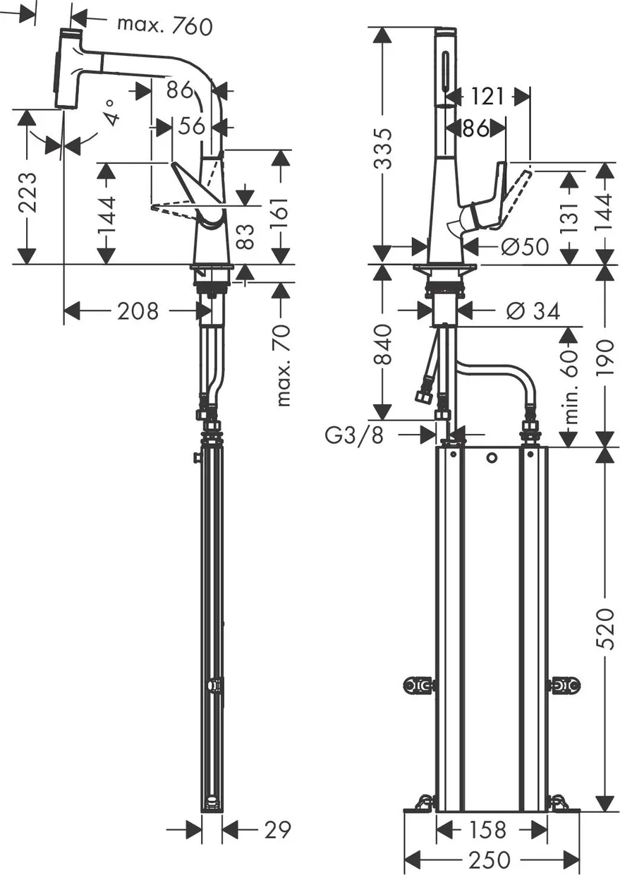 Змішувач для кухні hansgrohe Talis Select M51 220 з висувною лійкою, хром (73868000) — фото 5