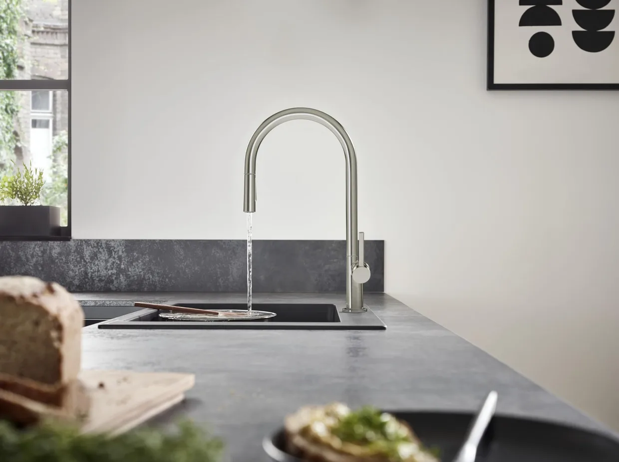 Змішувач для кухні hansgrohe Talis M54 210 з висувною лійкою, Stainless Steel Finish (72801800) — фото 6