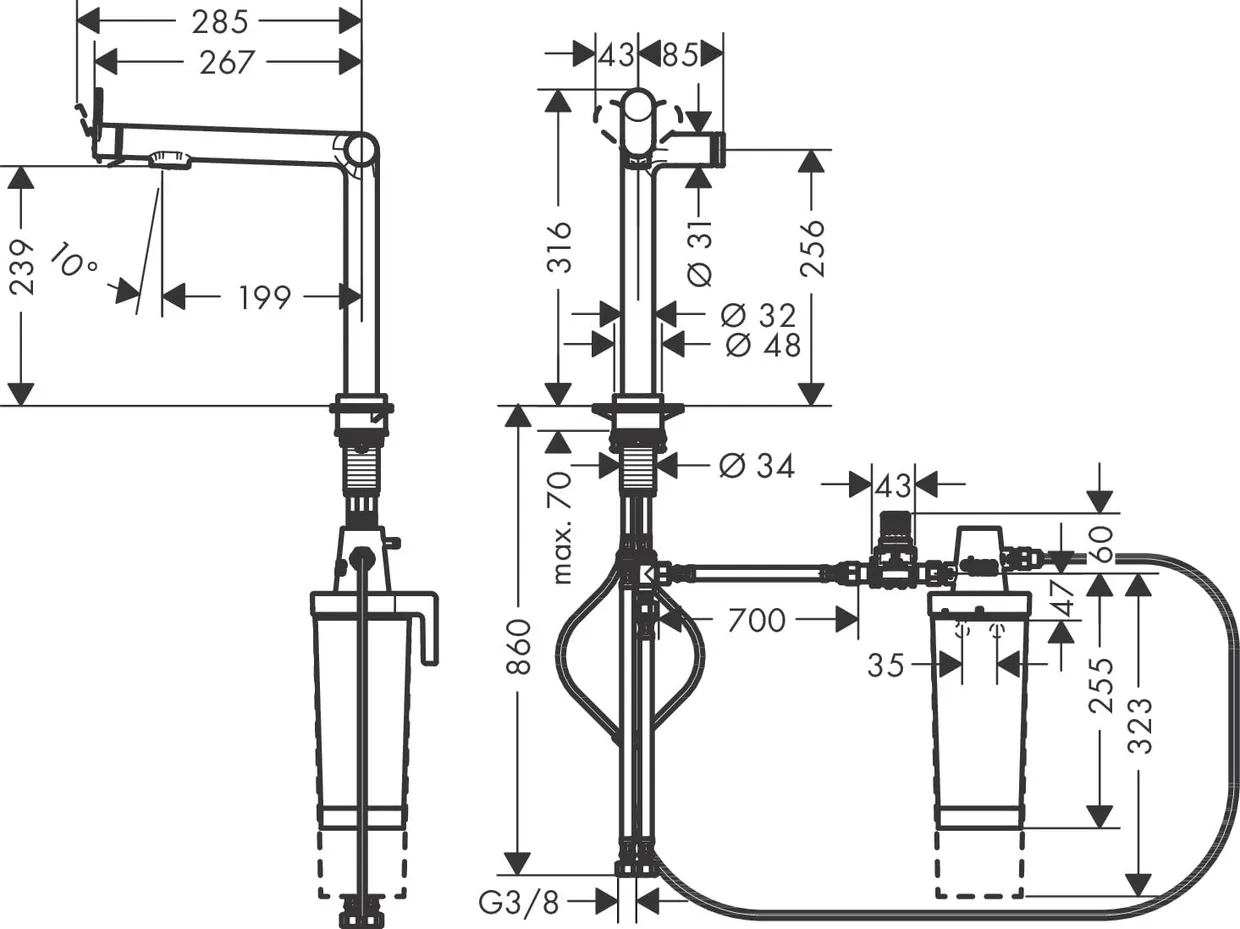 Смеситель для кухни hansgrohe Aqittura M91 240 с фильтром, стартовый набор, хром (76802000) — фото 7