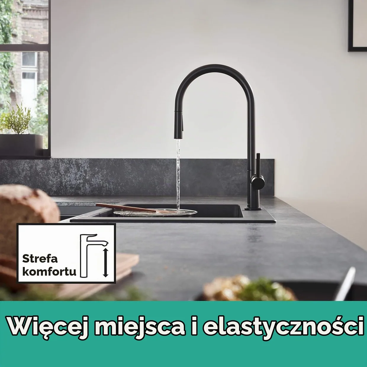 Смеситель для кухни hansgrohe Talis M54 210 с выдвижной лейкой, 2 режима, Matt Black (72800670) — фото 2