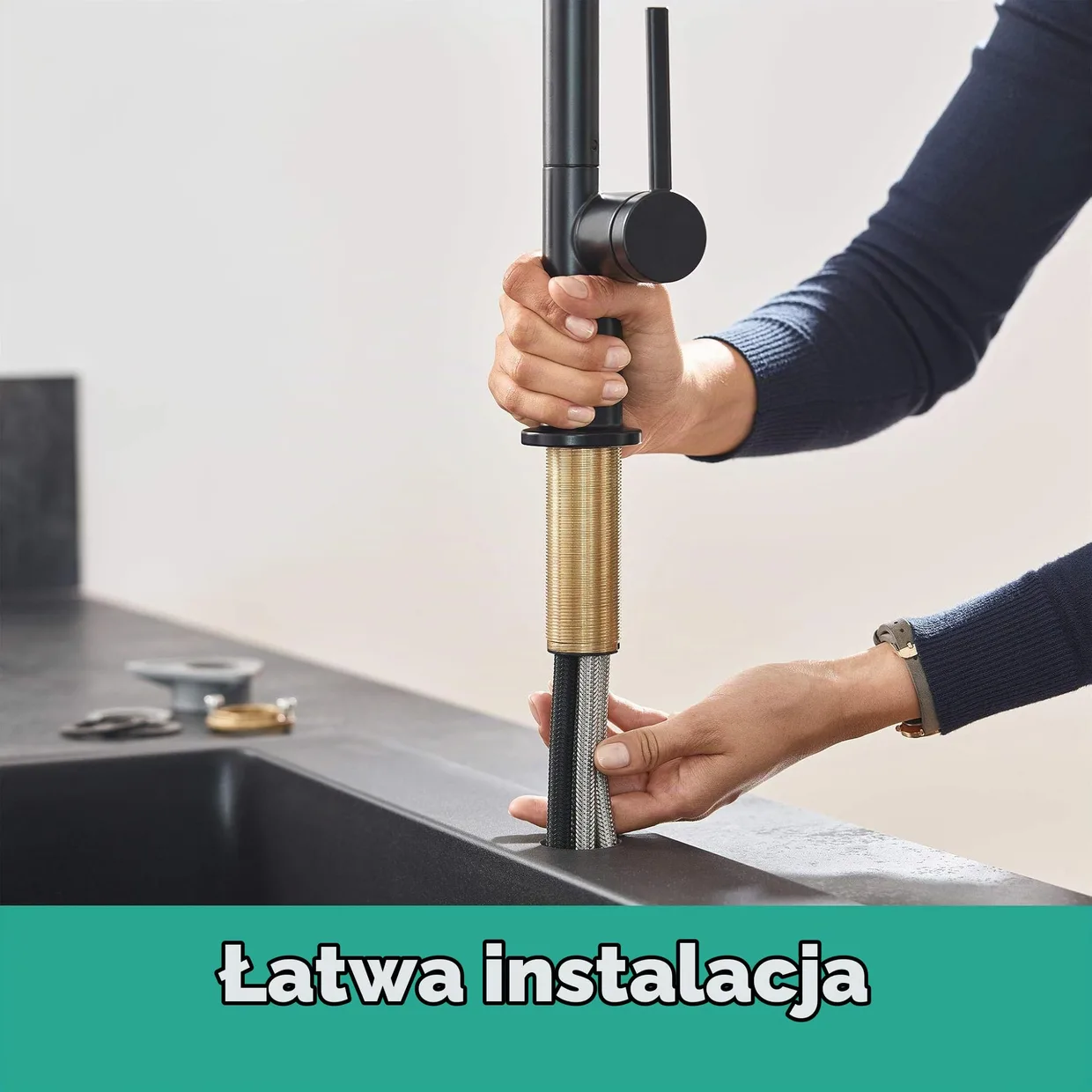 Смеситель для кухни hansgrohe Talis M54 210 с выдвижной лейкой, 2 режима, Matt Black (72800670) — фото 4