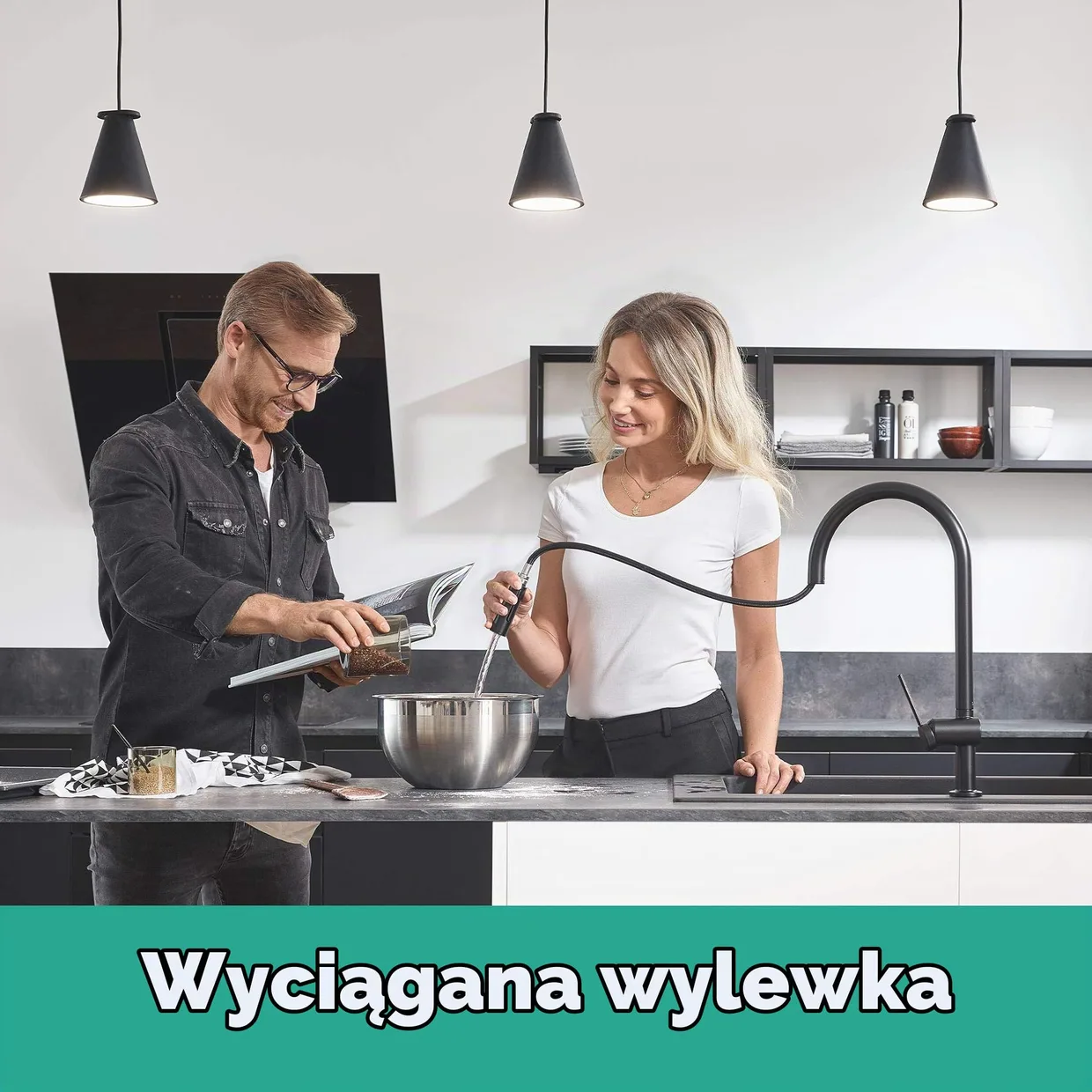 Смеситель для кухни hansgrohe Talis M54 210 с выдвижной лейкой, 2 режима, Matt Black (72800670) — фото 9
