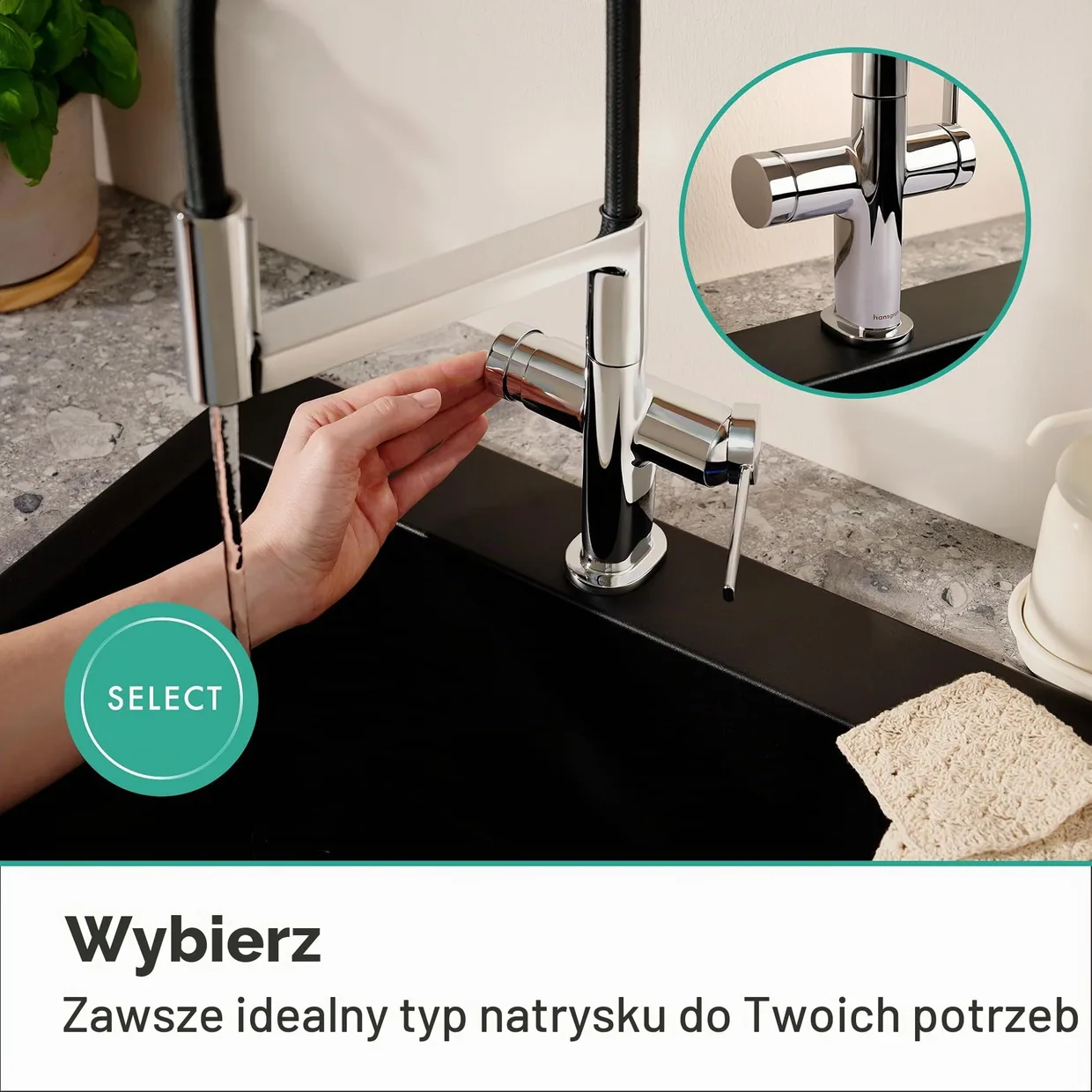Смеситель для кухни hansgrohe Talis Select M54 PowderSpray полупрофессиональный, 3 режима, с кнопкой Select, хром (72861000) — фото 5