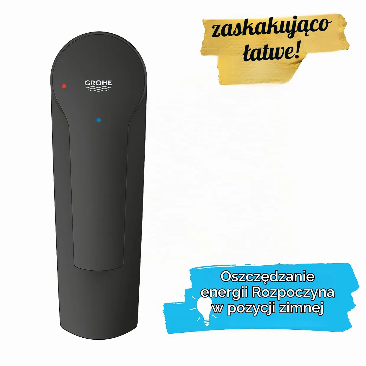 Змішувач для раковини GROHE Start M OpenCold з донним клапаном Push-Open, матовий чорний (237462432) — фото 7