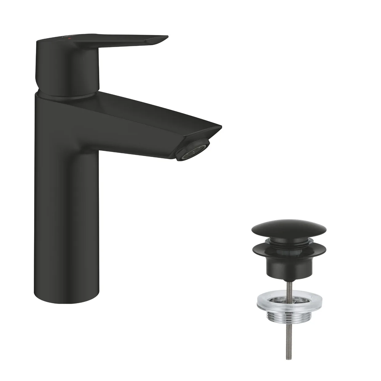 Смеситель для раковины GROHE Start M с донным клапаном Push-Open, матовый чёрный (235752432) — фото 4