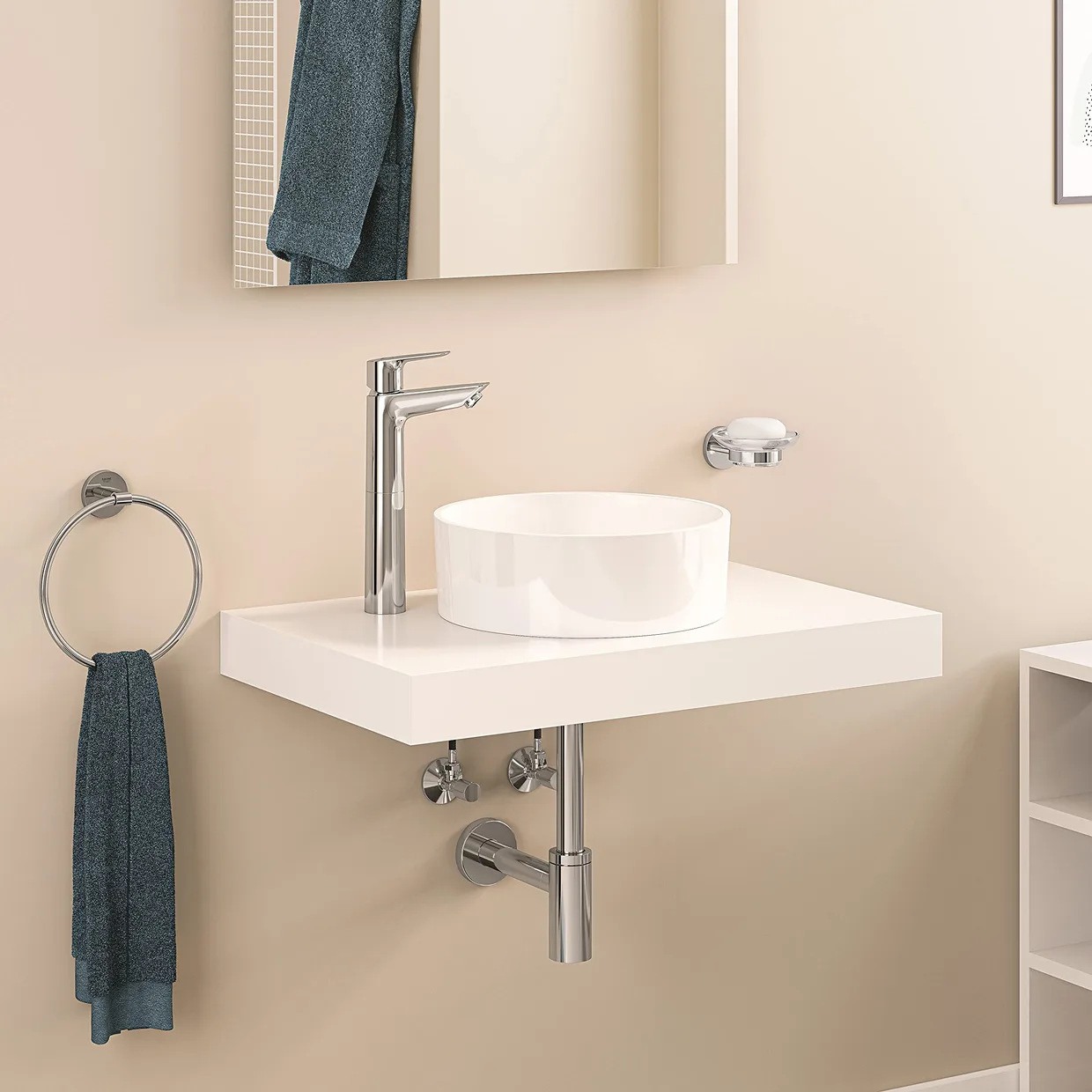 Смеситель для раковины GROHE Start Edge XL для накладной раковины, с донным клапаном Push-Open, хром (23777001) — фото 5