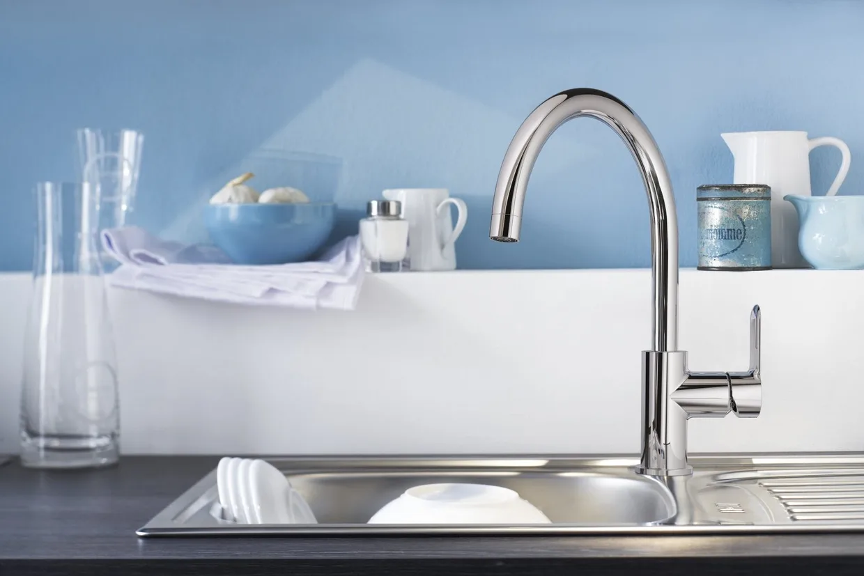 Змішувач для кухні GROHE BauEdge з високим C-подібним виливом, хром (31367000) — фото 3