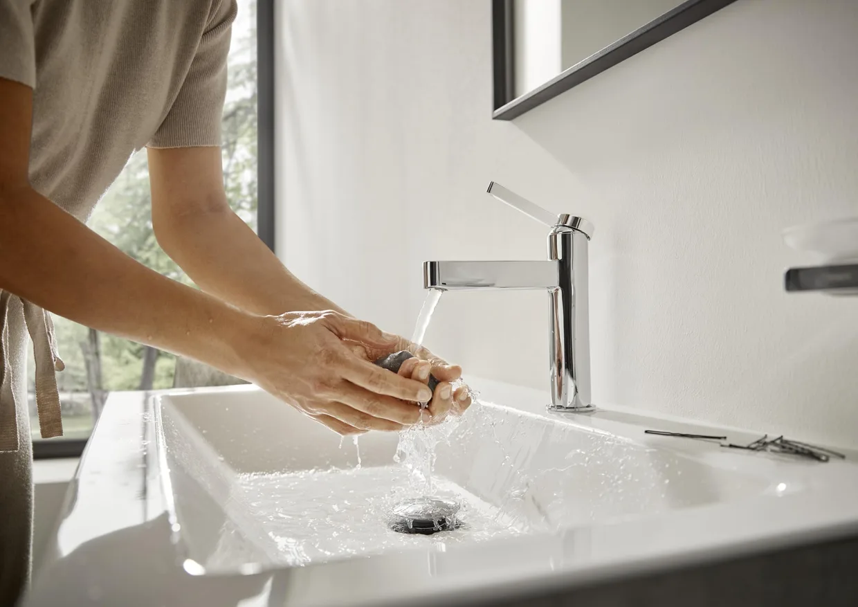 Смеситель для раковины hansgrohe Finoris 110 с донным клапаном Push-Open, хром (76023000) — фото 7