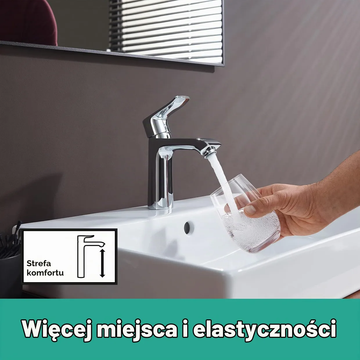 Смеситель для раковины hansgrohe Metris 110 без донного клапана, хром (31084000) — фото 2