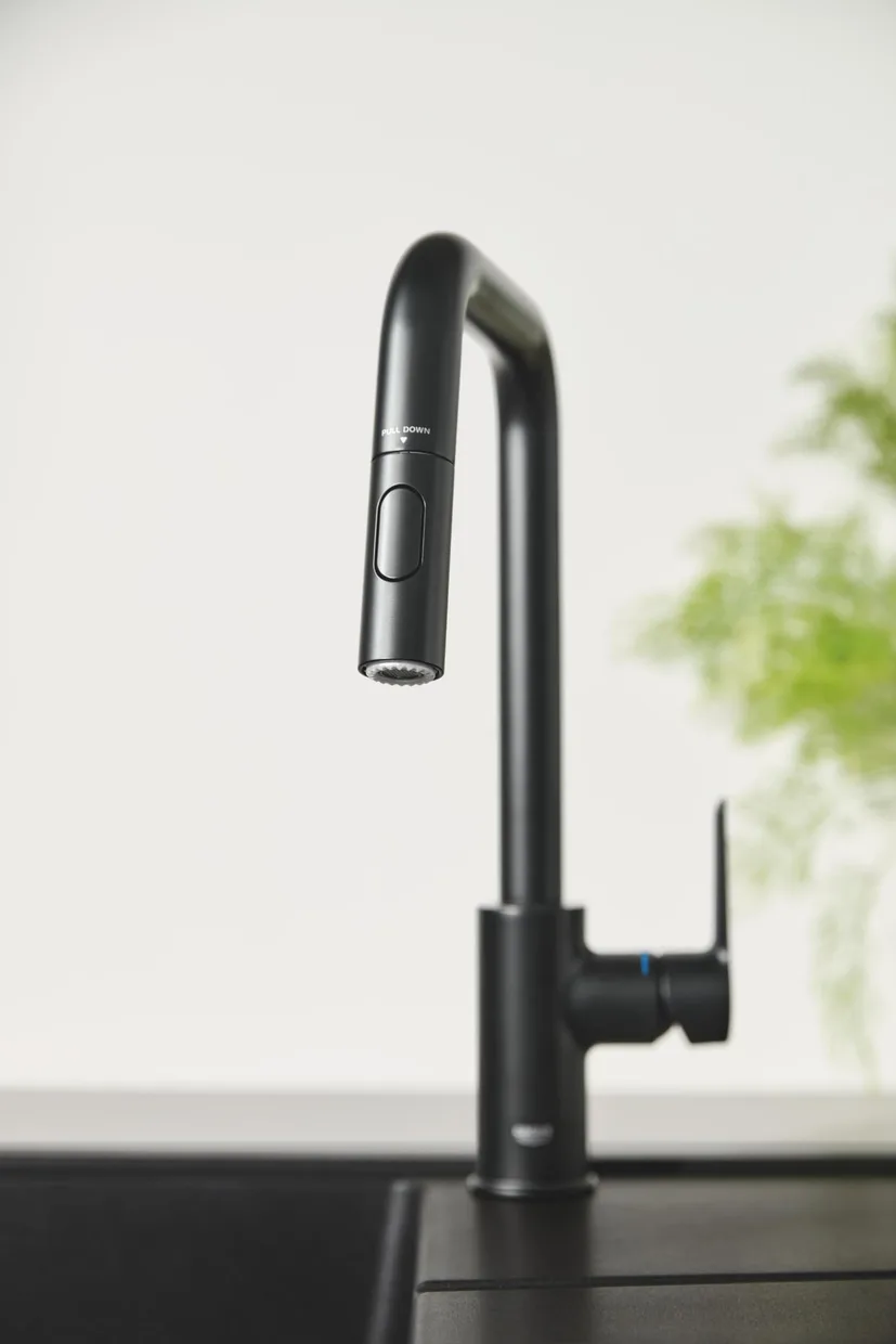 Смеситель для кухни GROHE Start с выдвижным изливом, 2 режима, матовый чёрный (306312430) — фото 7