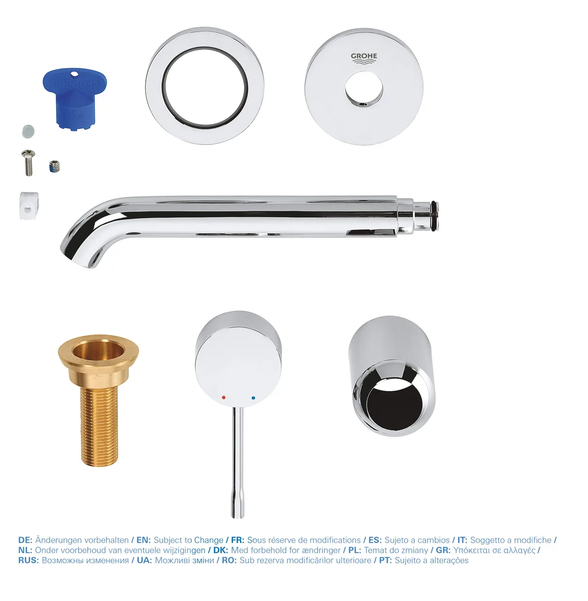 Смеситель для раковины настенный скрытого монтажа GROHE Essence на 2 отверстия, излив 183 мм, внешняя часть, Hard Graphite (19408A01) — фото 3