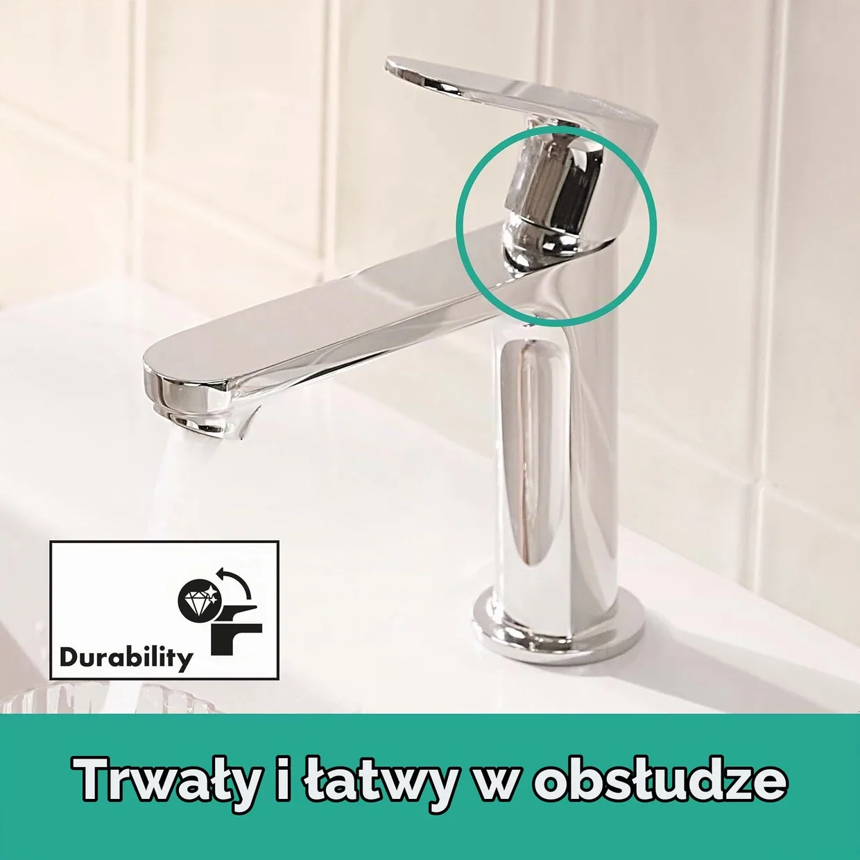 Смеситель для раковины hansgrohe Rebris S 110 CoolStart без донного клапана, хром (72520000) — фото 5