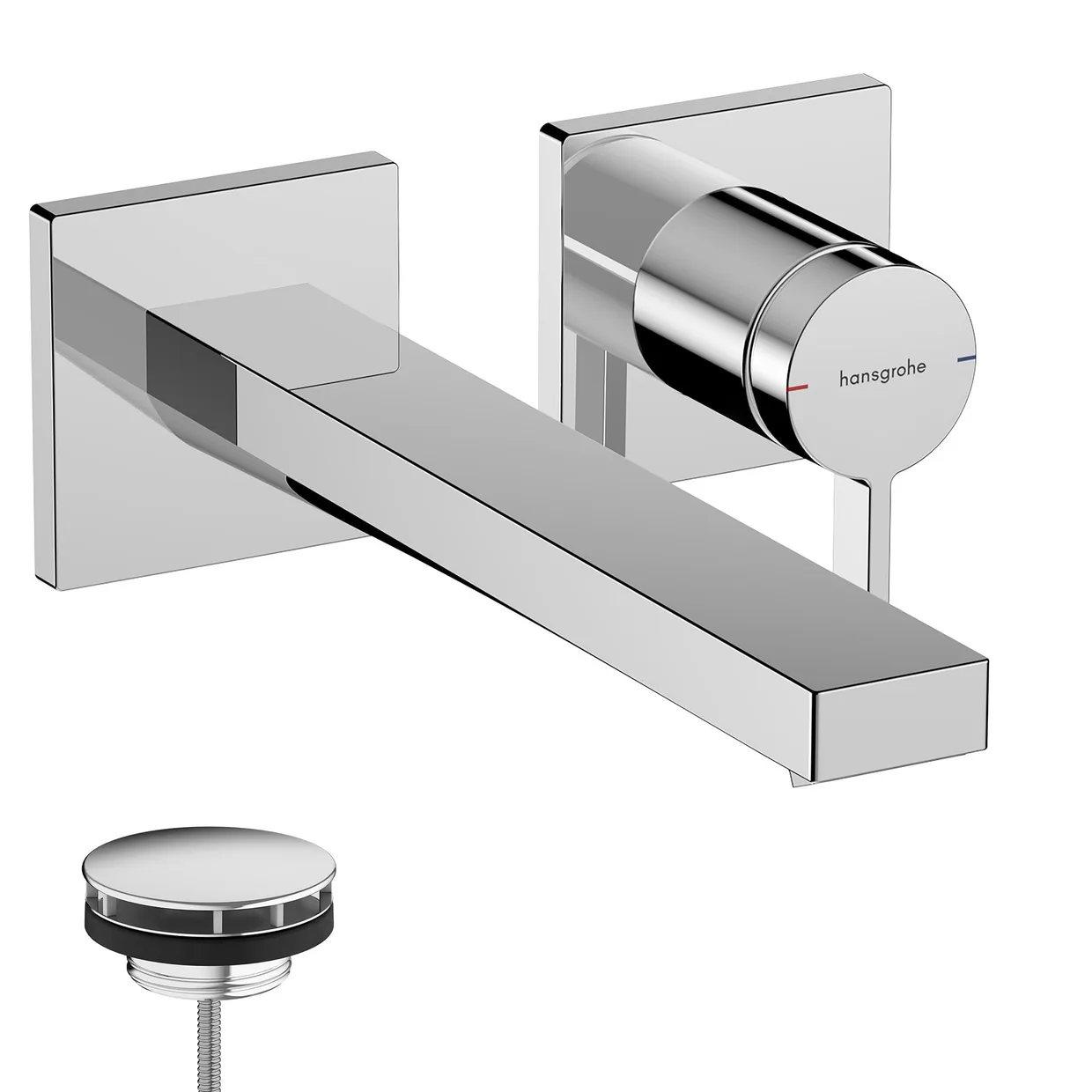 Змішувач для раковини настінний прихованого монтажу hansgrohe Tecturis E EcoSmart+, вилив 225 мм, зовнішня частина, хром (73051000) — фото 2