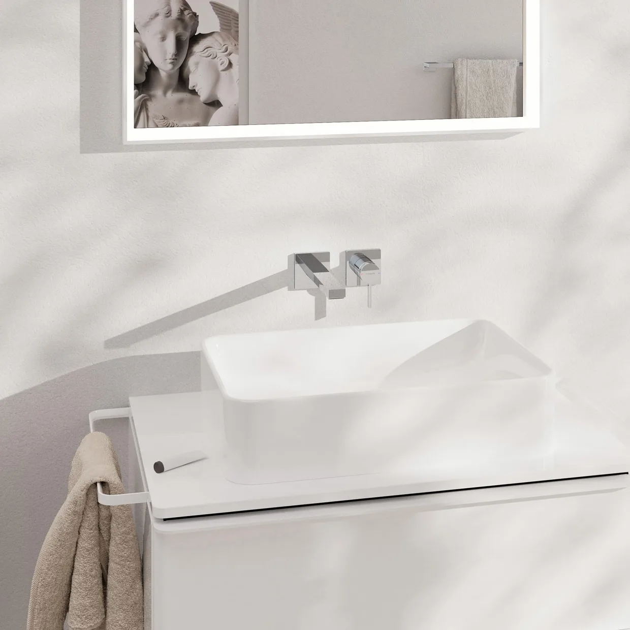 Змішувач для раковини настінний прихованого монтажу hansgrohe Tecturis E EcoSmart+, вилив 225 мм, зовнішня частина, хром (73051000) — фото 6