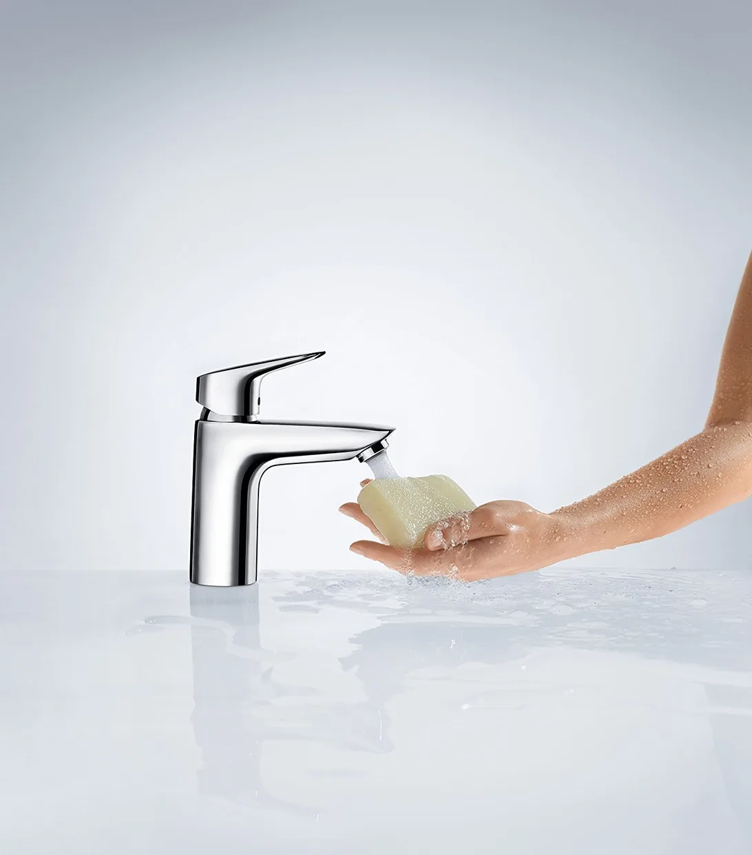 Смеситель для раковины hansgrohe Logis 100 с донным клапаном, хром (71100000) — фото 6