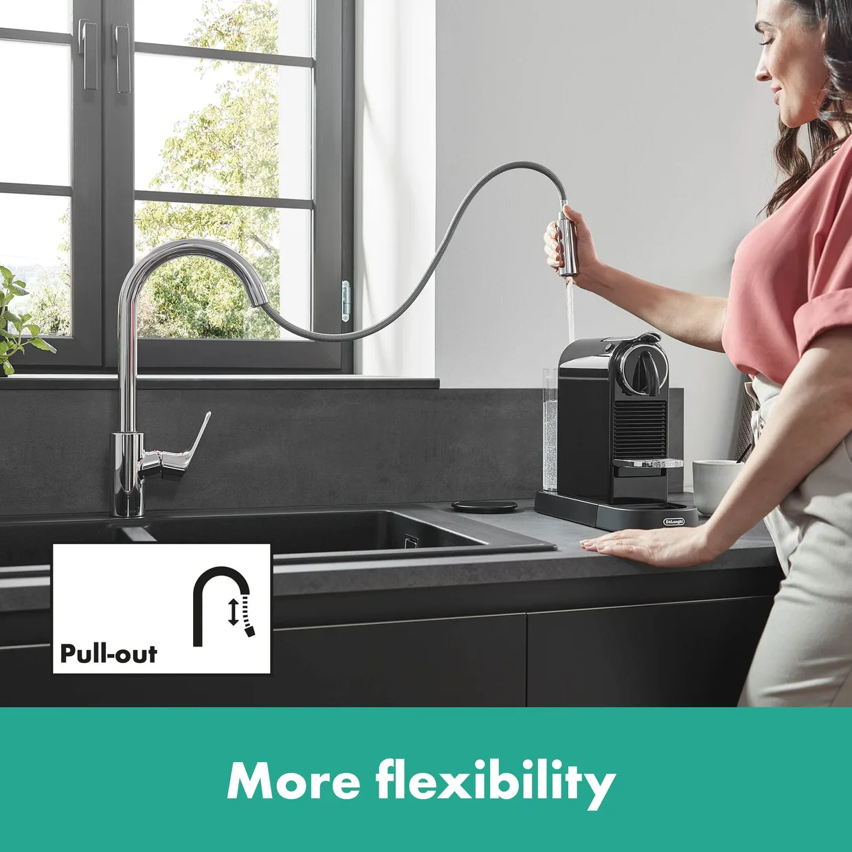Смеситель для кухни hansgrohe Focus M41 240 с выдвижной лейкой, 2 режима, хром (31815000) — фото 6