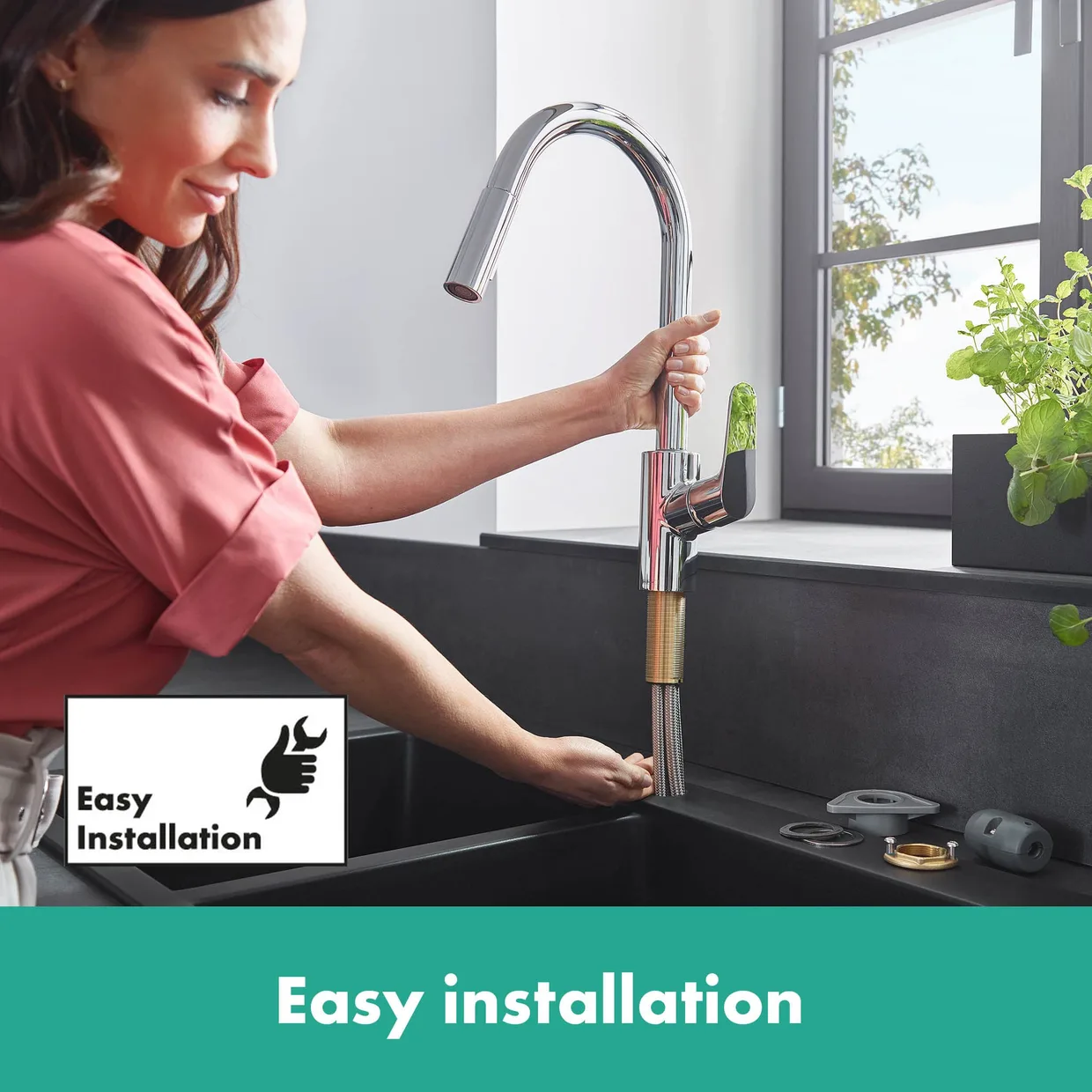 Смеситель для кухни hansgrohe Focus M41 240 с выдвижной лейкой, 2 режима, хром (31815000) — фото 7