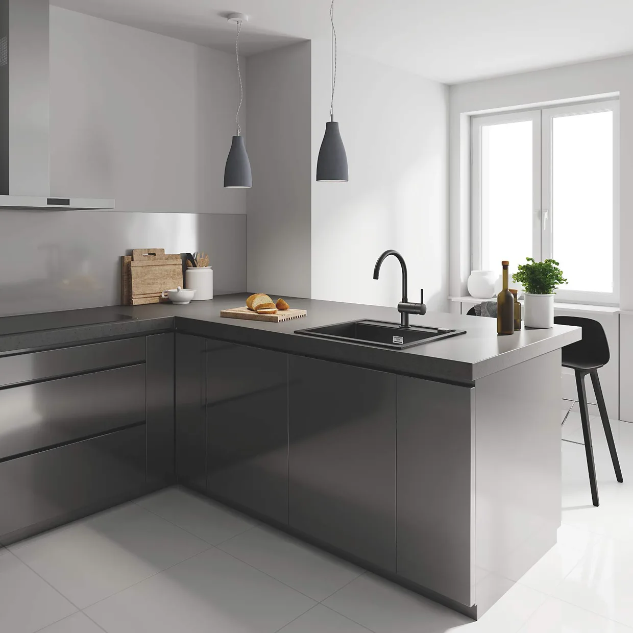 Смеситель для кухни GROHE Minta с высоким C-образным изливом, Velvet Black (32917KS0) — фото 3