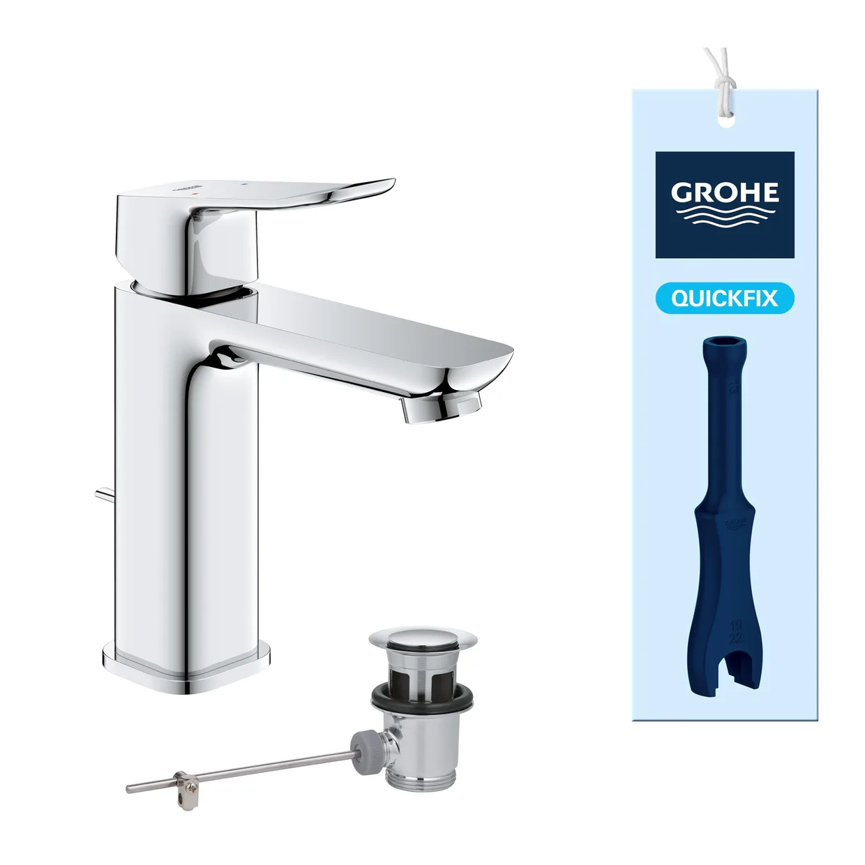 Змішувач для раковини GROHE Dice M з донним клапаном, хром (1018320000) — фото 4