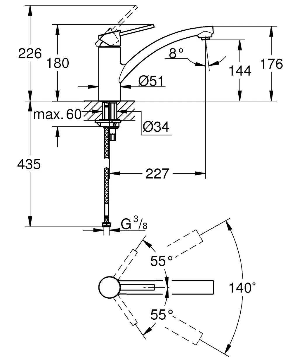 Смеситель для кухни GROHE Swift с низким изливом, хром (30358000) — фото 4